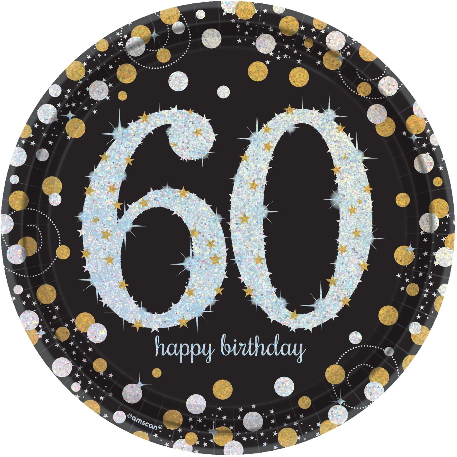 Sparkling Celebration 60th Birthday Large Paper Plates (Pack of 8)