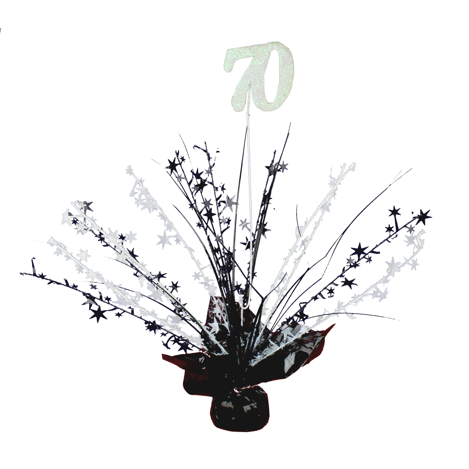 70th Black & White Balloon Weight Table Centrepiece