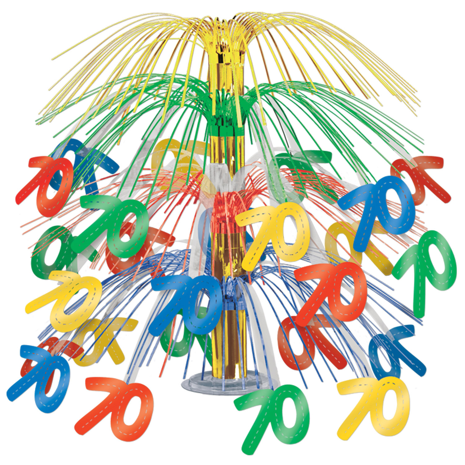 70th Birthday Coloured Cascade Centrepiece