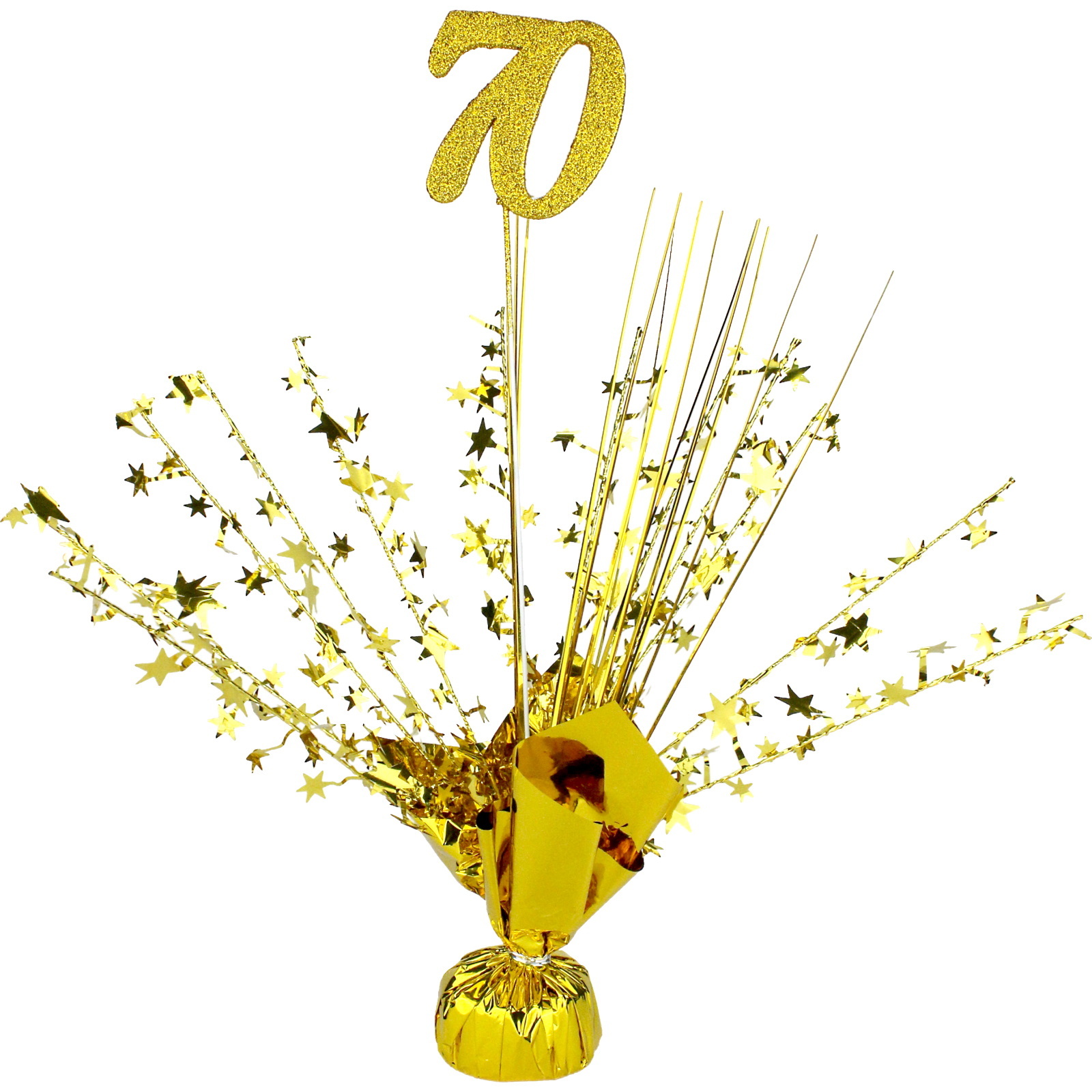 70th Birthday Gold Star Foil Spray Centrepiece