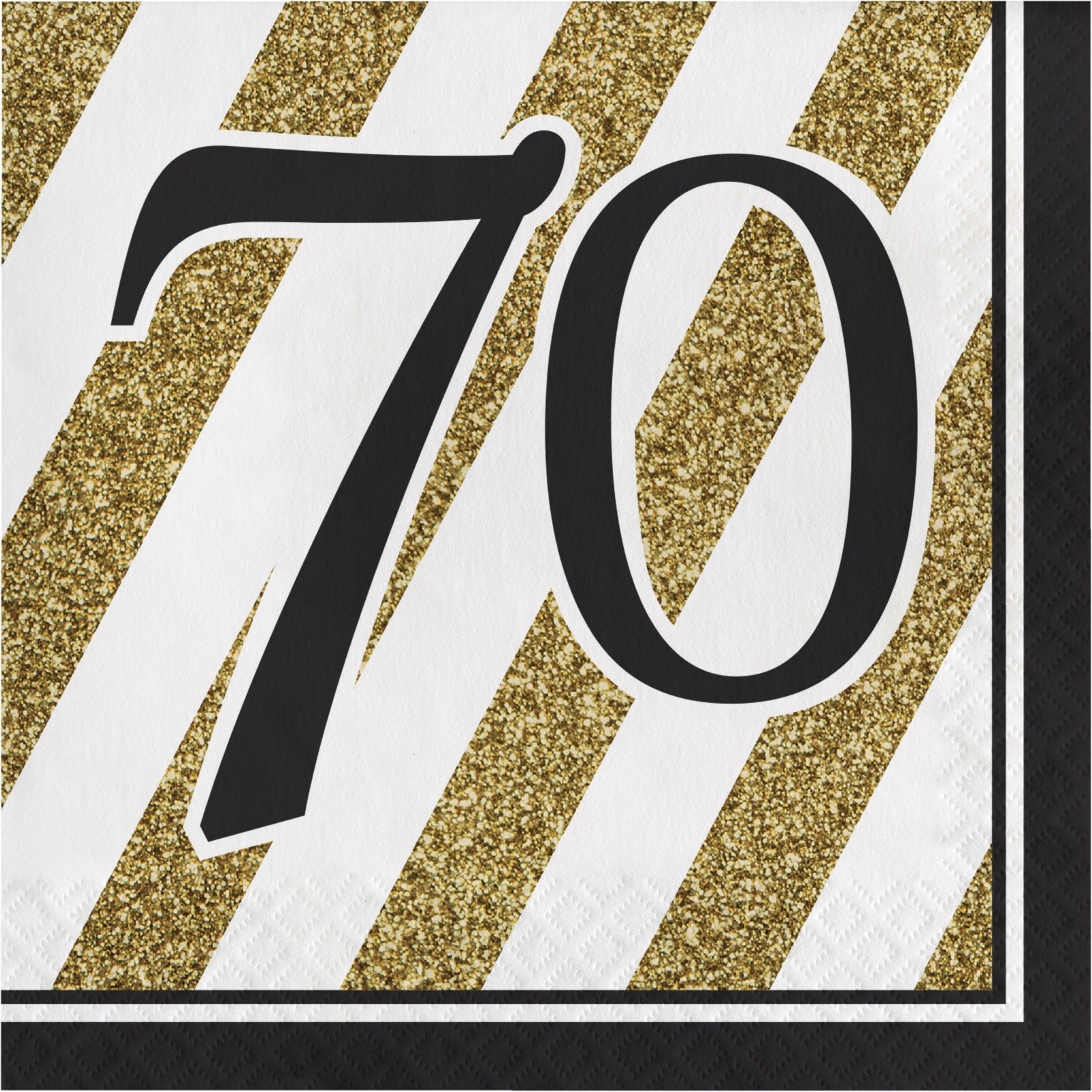 Black & Gold 70th Birthday Large Napkins / Serviettes (Pack of 16)