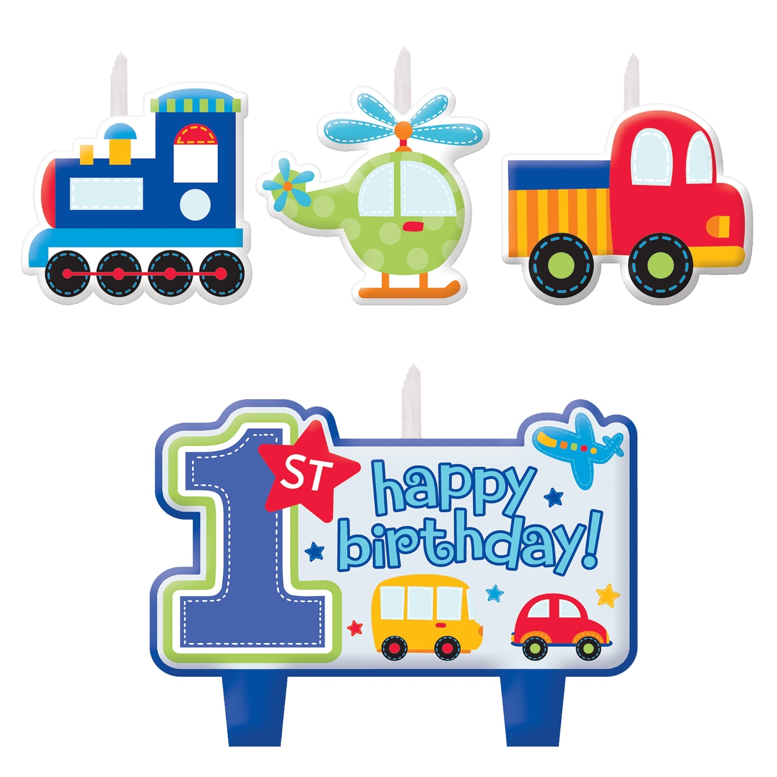 All Aboard Boy 1st Birthday Candles (Set of 4)