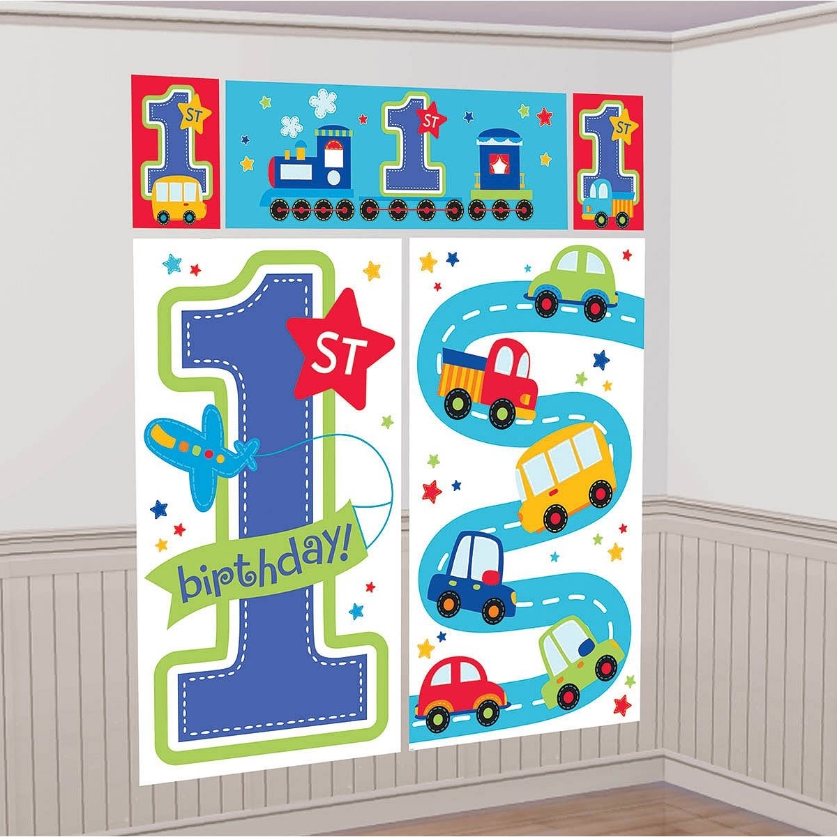 All Aboard Boy 1st Birthday Wall Decorating Kit