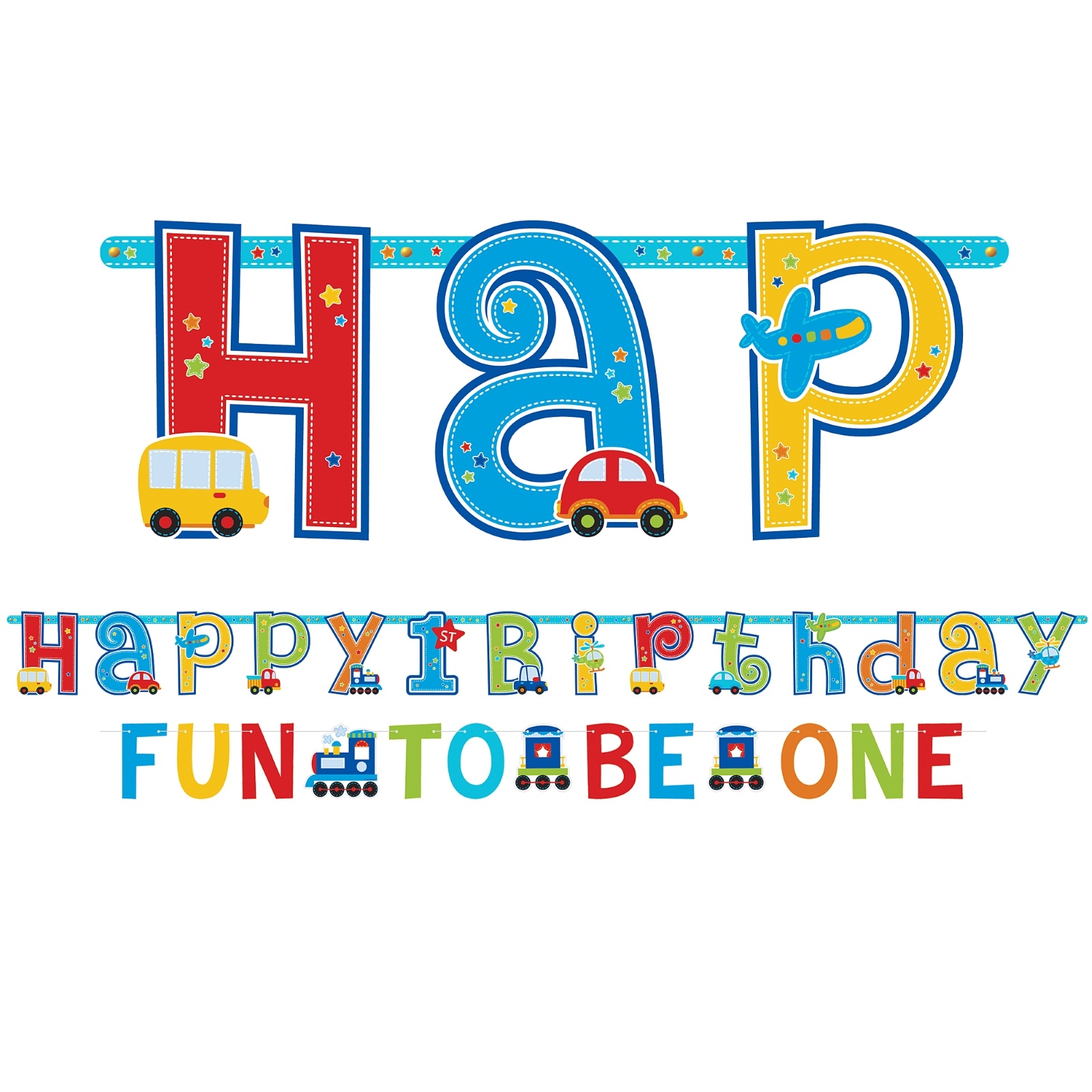 All Aboard Boy 1st Birthday Jumbo Letter Banner Kit