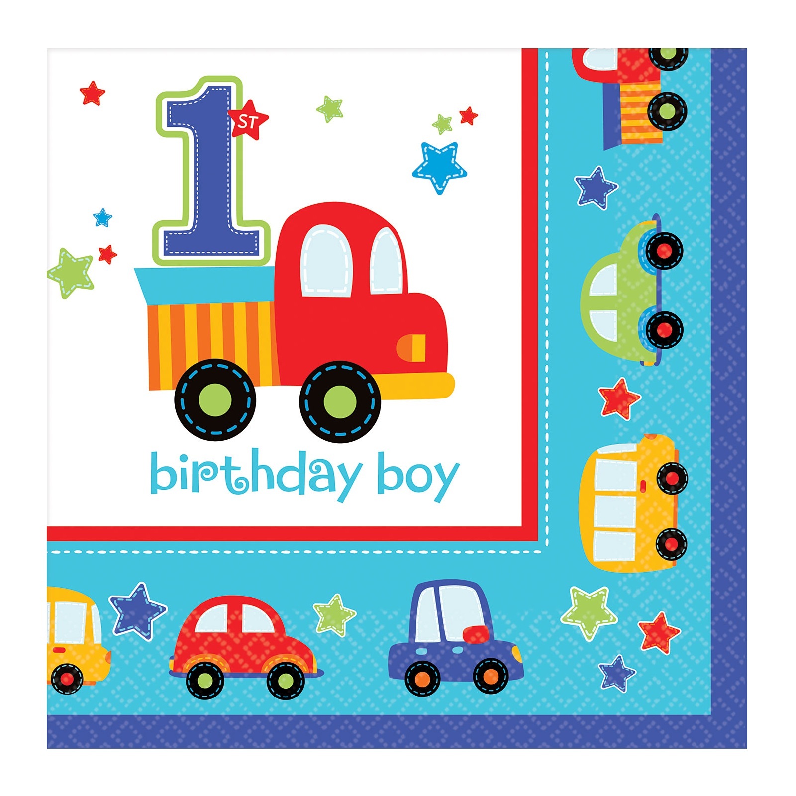 All Aboard Boy 1st Birthday Small Napkins / Serviettes (Value Pack of 36)