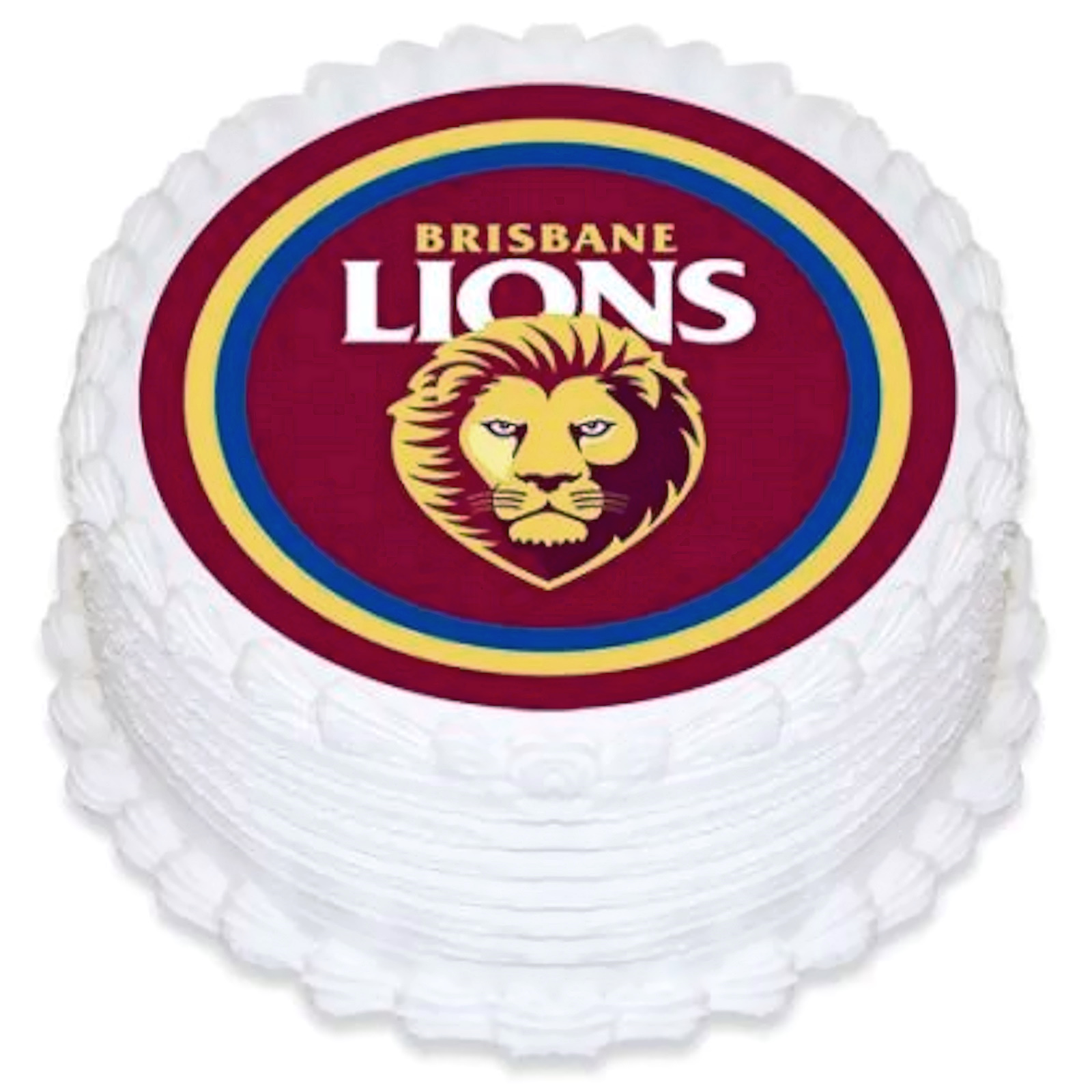 Brisbane Lions Round Edible Icing Cake Decoration