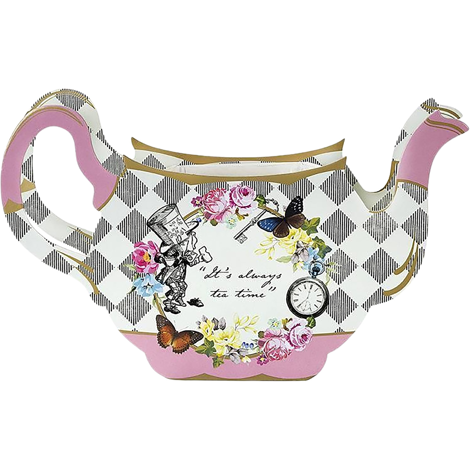 Talking Tables Pink Alice In Wonderland Card Teapot Vase