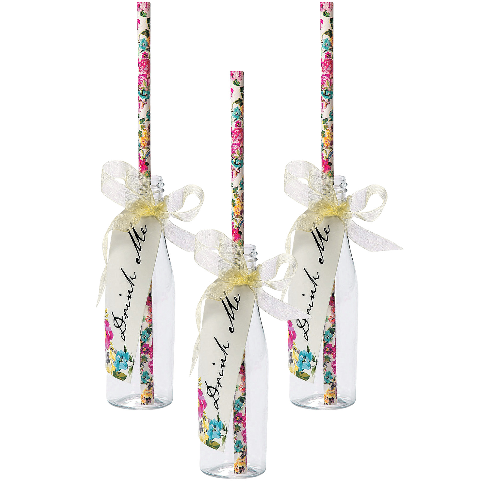 Talking Tables Alice In Wonderland Party Mini Bottles & Straw Set (Pack of 6) 