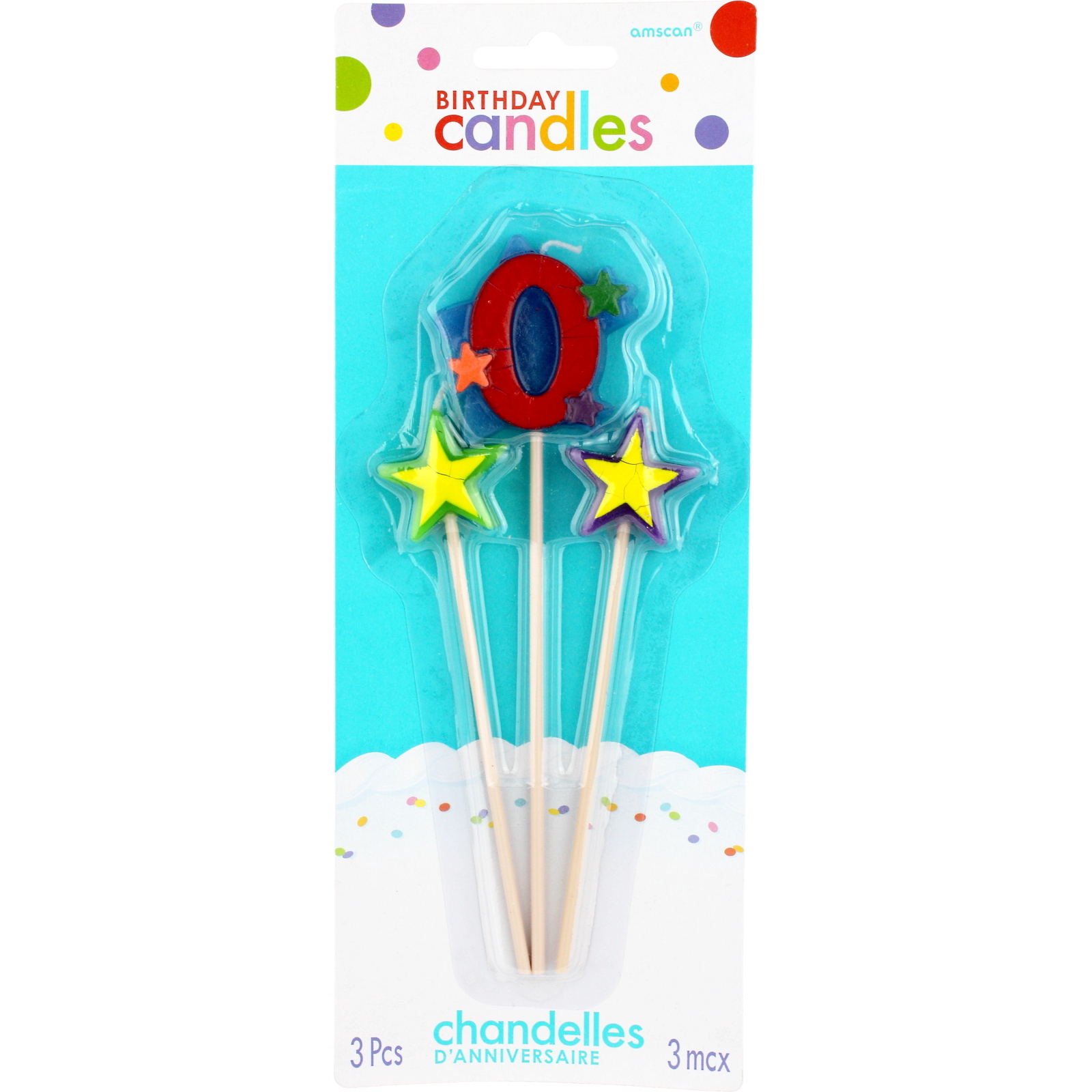 Number 0 Star Candles (Pack of 3)