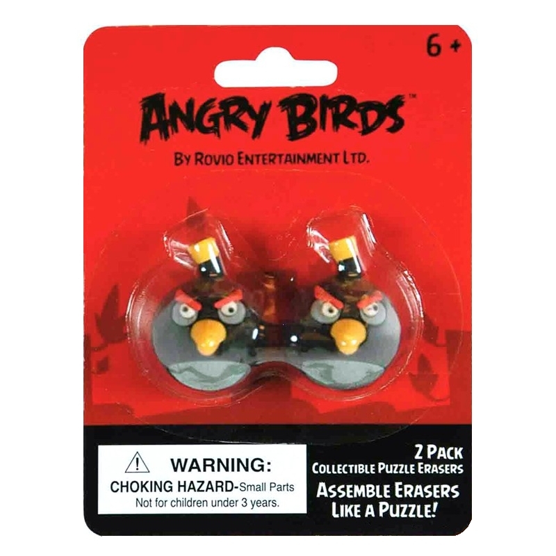 Angry Birds Black Bird Puzzle Erasers (Pack of 2)