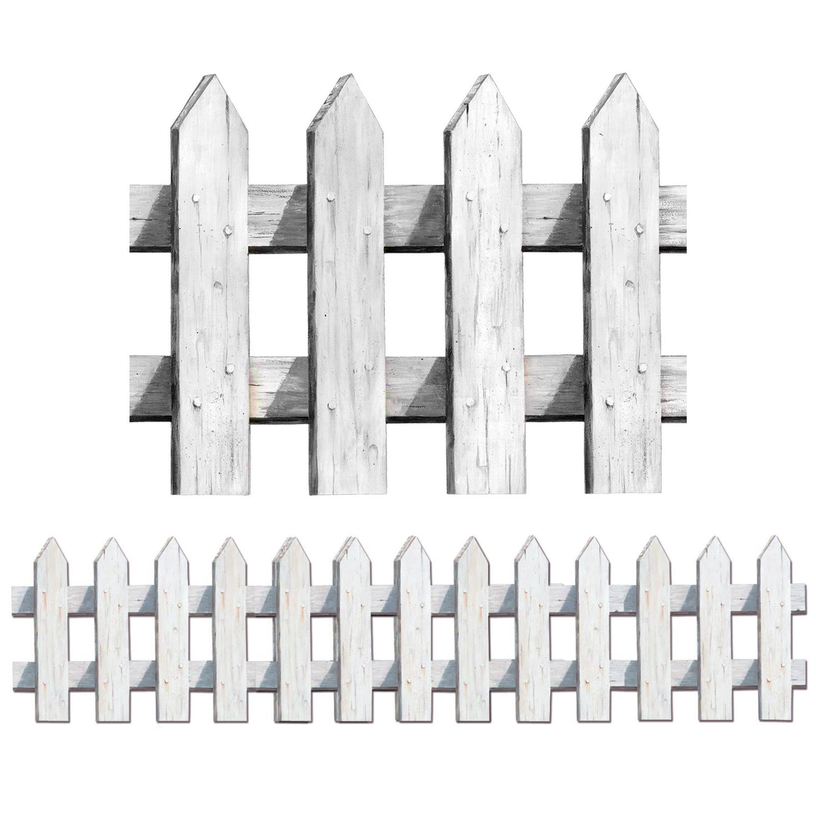 White Picket Fence Cutout Decorations (Pack of 3)