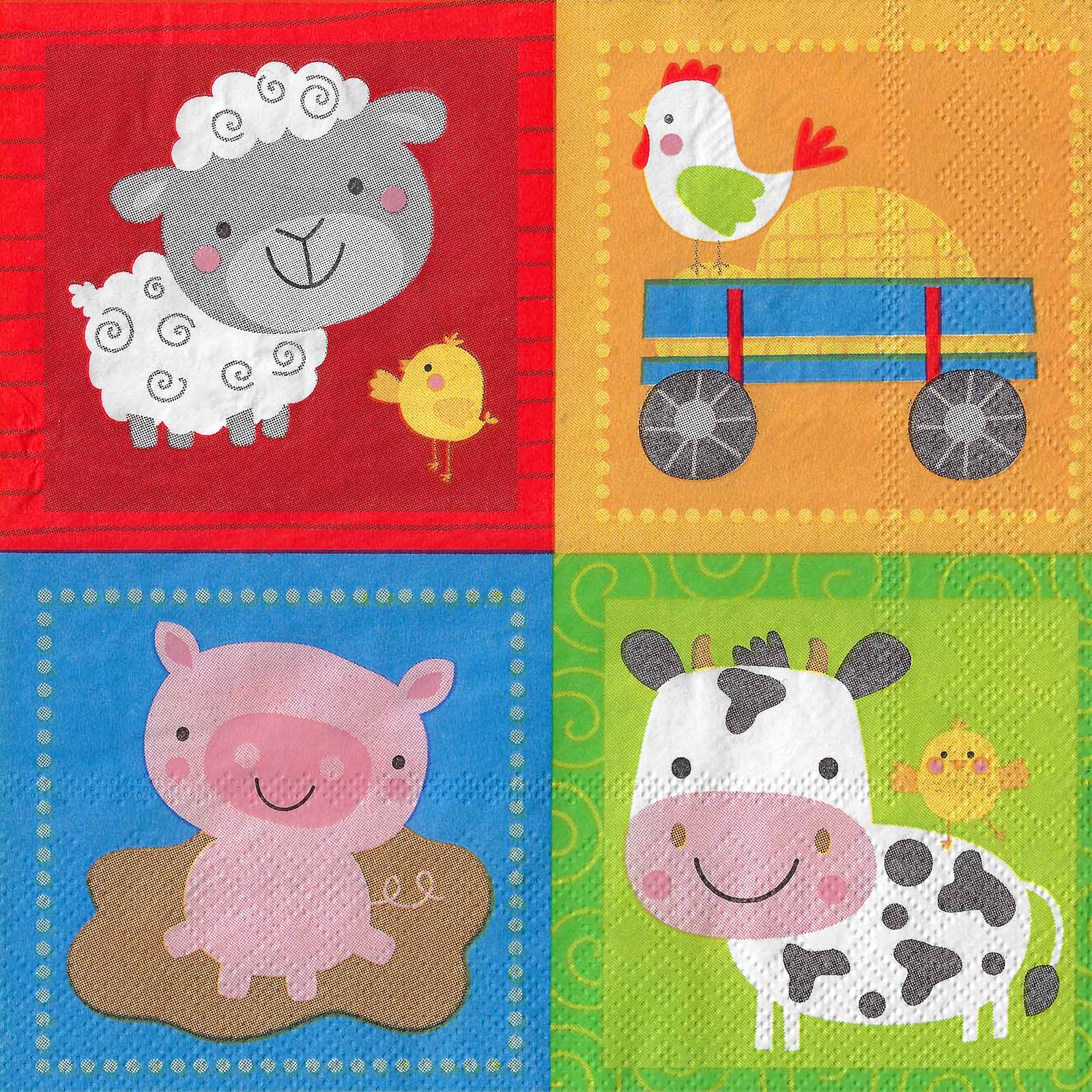 Farm Party Fun Large Napkins / Serviettes (Pack of 16) 