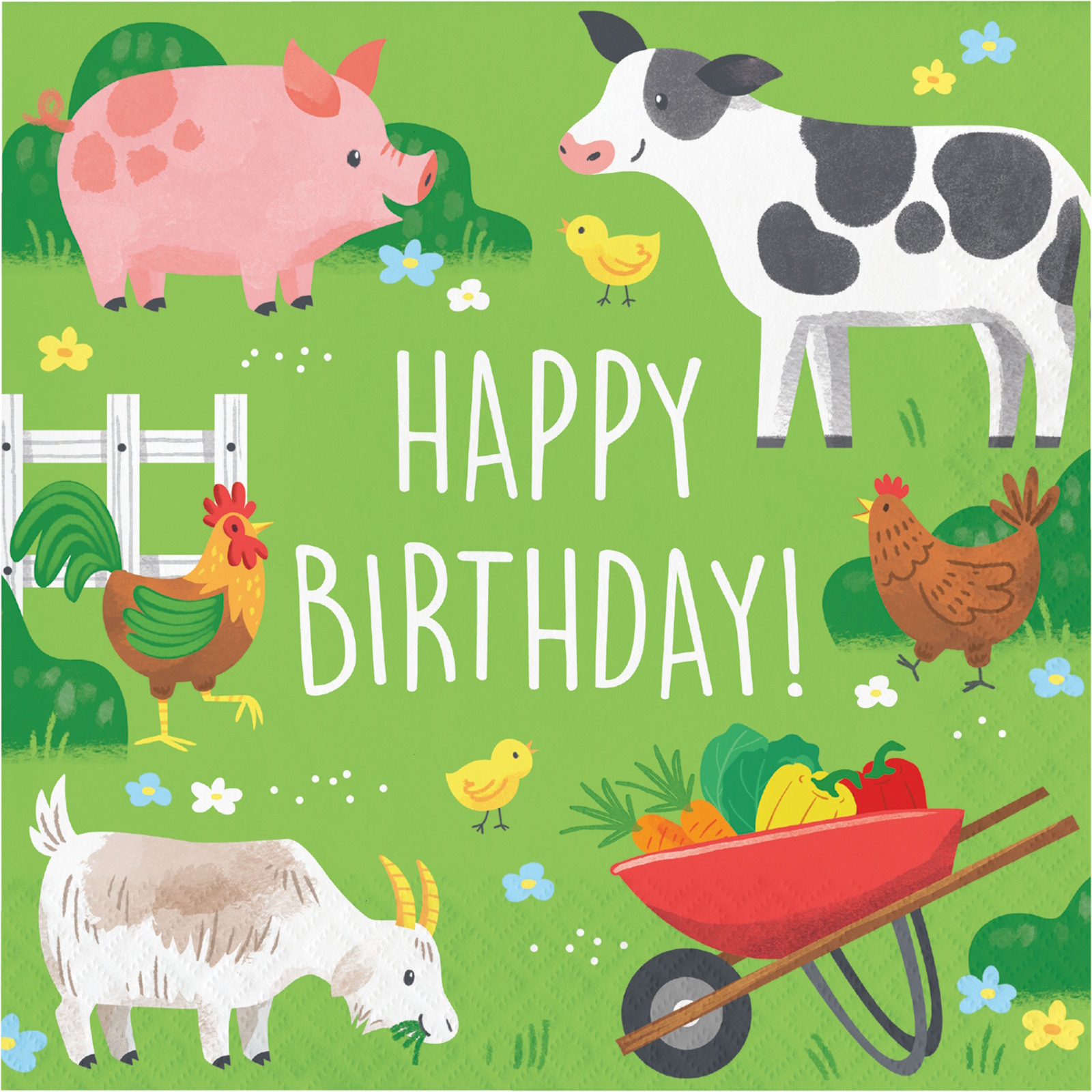 Farm Animals Large Napkins / Serviettes (Pack of 16)