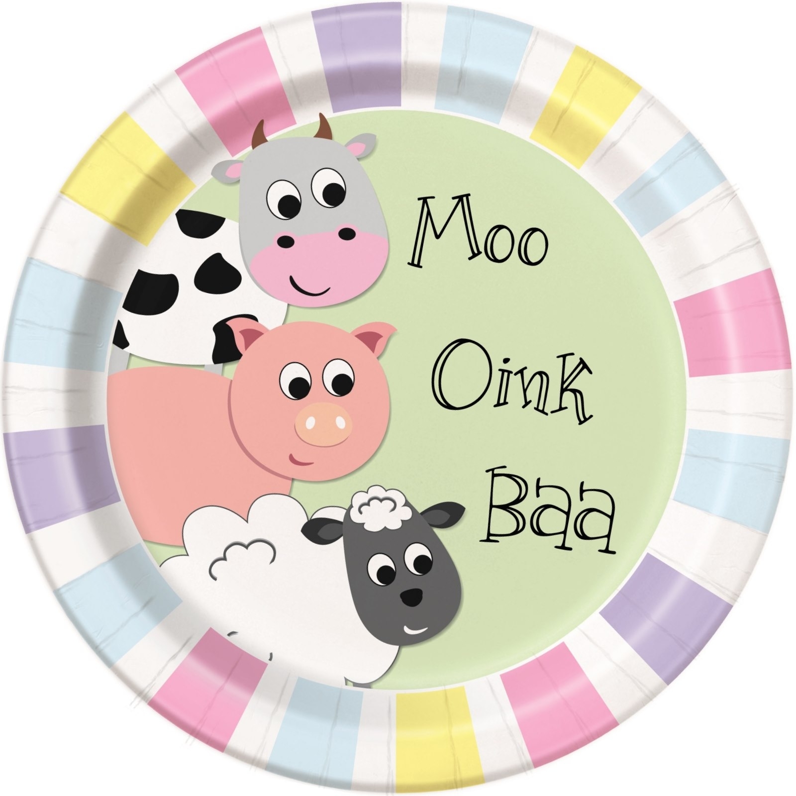 Pastel Farm Large Paper Plates (Pack of 8)