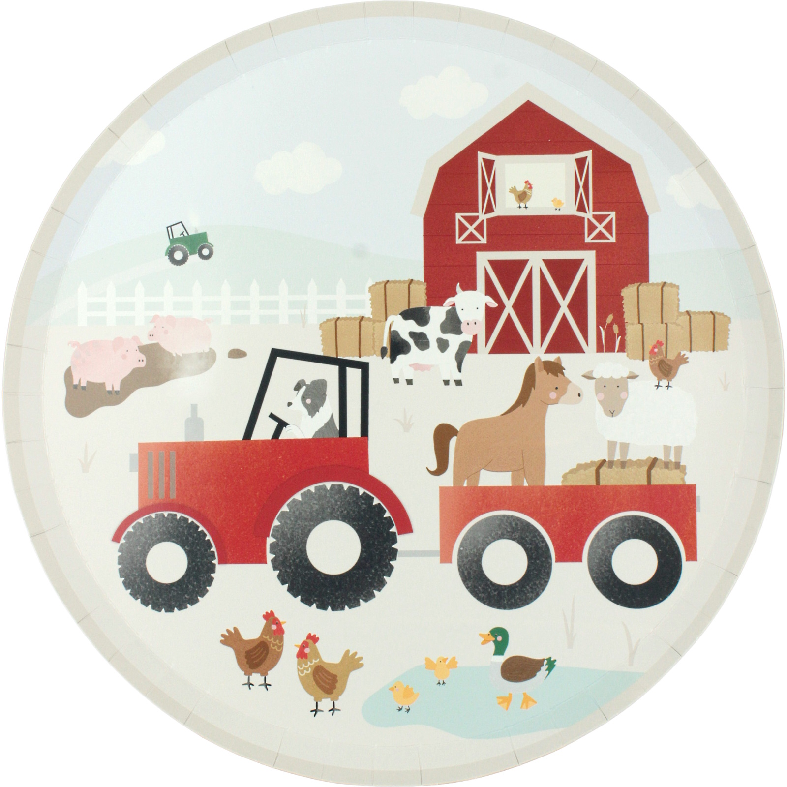 Ginger Ray Farm Friends Large Paper Plates (Pack of 8)
