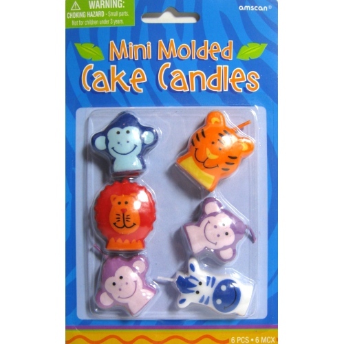 Jungle Animals Mini Candle Set (Pack of 6)