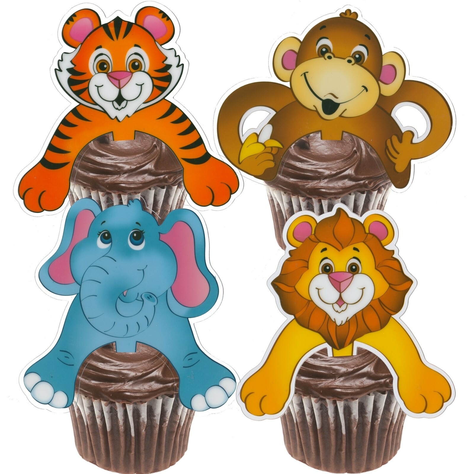 Large Zoo Animal Plastic Cupcake Picks (Pack of 12)