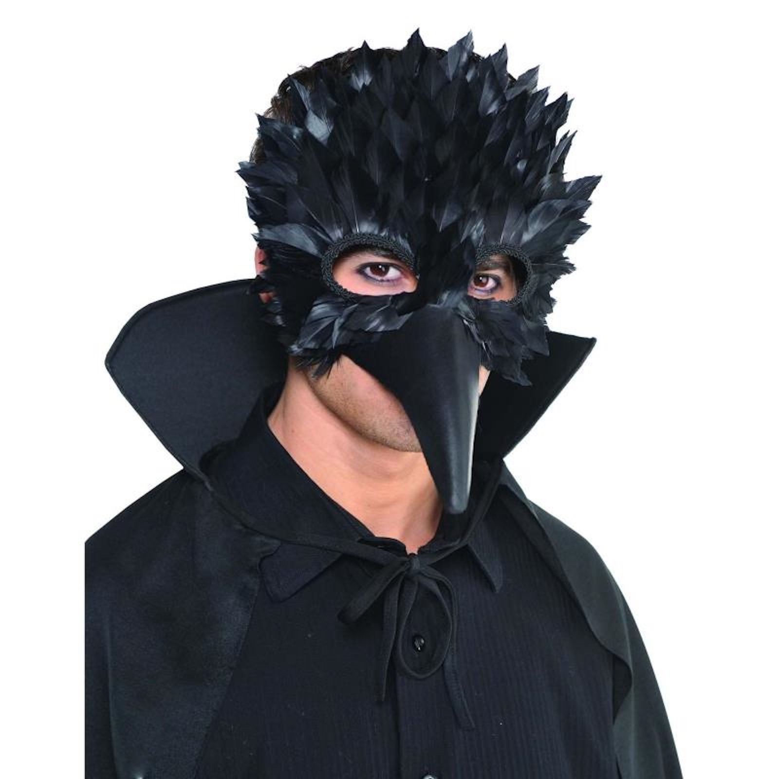 Black Crow Feather Masquerade Mask