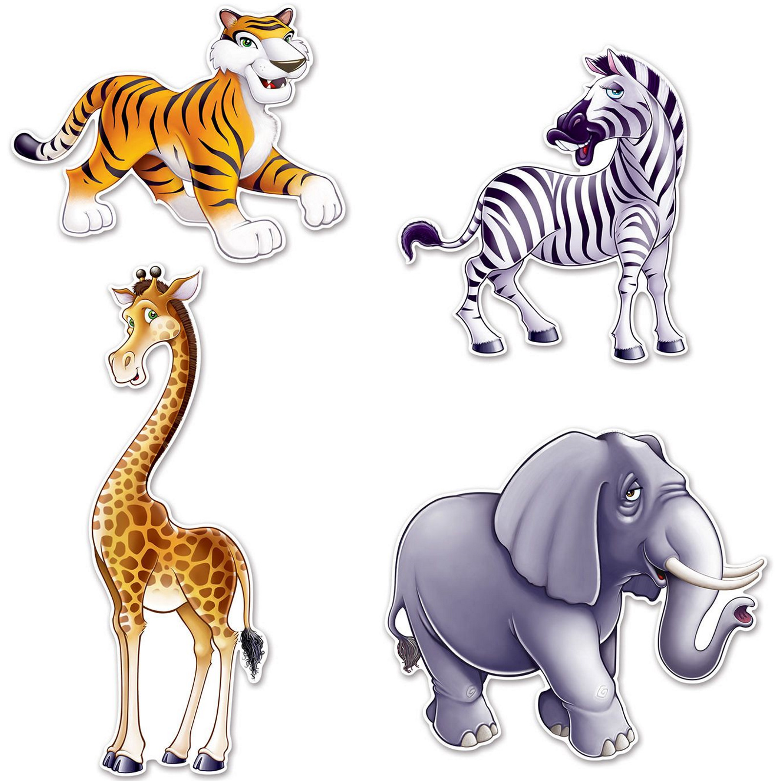 Jungle Animal Cutout Wall Decorations (Pack of 4)