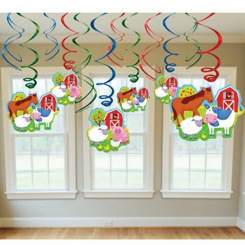 Barnyard Animals Swirl Decorations (Pack of 12)