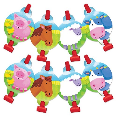Barnyard Animals Party Blowers (Pack of 8)