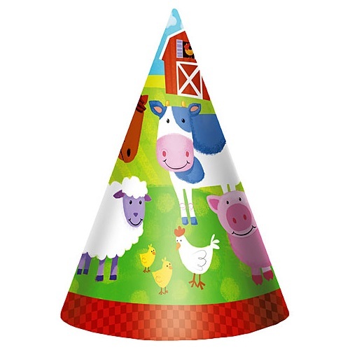 Barnyard Animals Party Hats (Pack of 8)