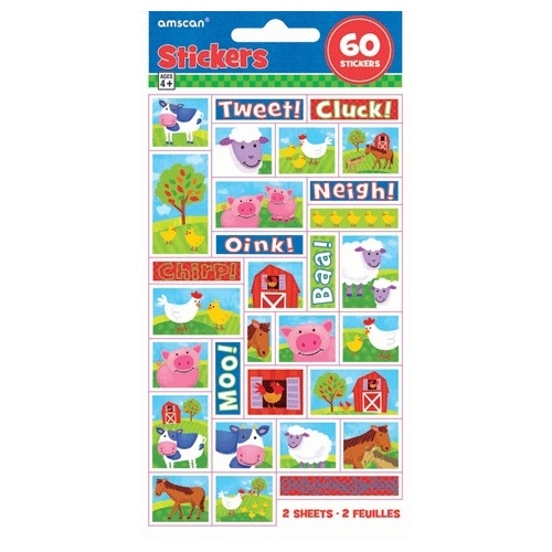 Barnyard Animals Stickers (60 Stickers)