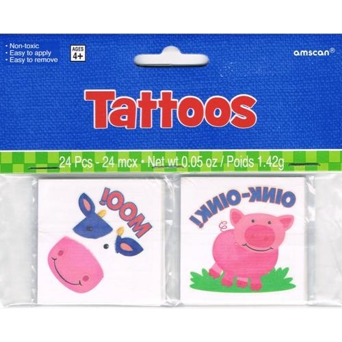 Barnyard Animals Tattoos (Pack of 24)