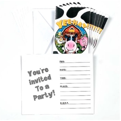 Farm Animal Invitations (Pack of 8)