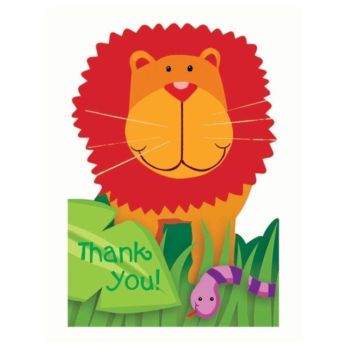 Jungle Animals Party Thank You Cards (Pack of 8)