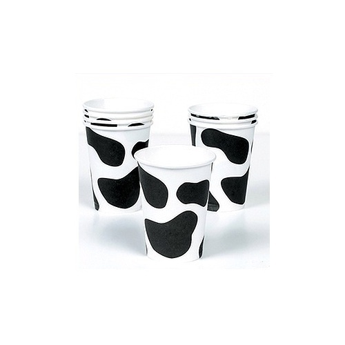 Farm Animal Cow Print Paper Cups (Pack of 8)