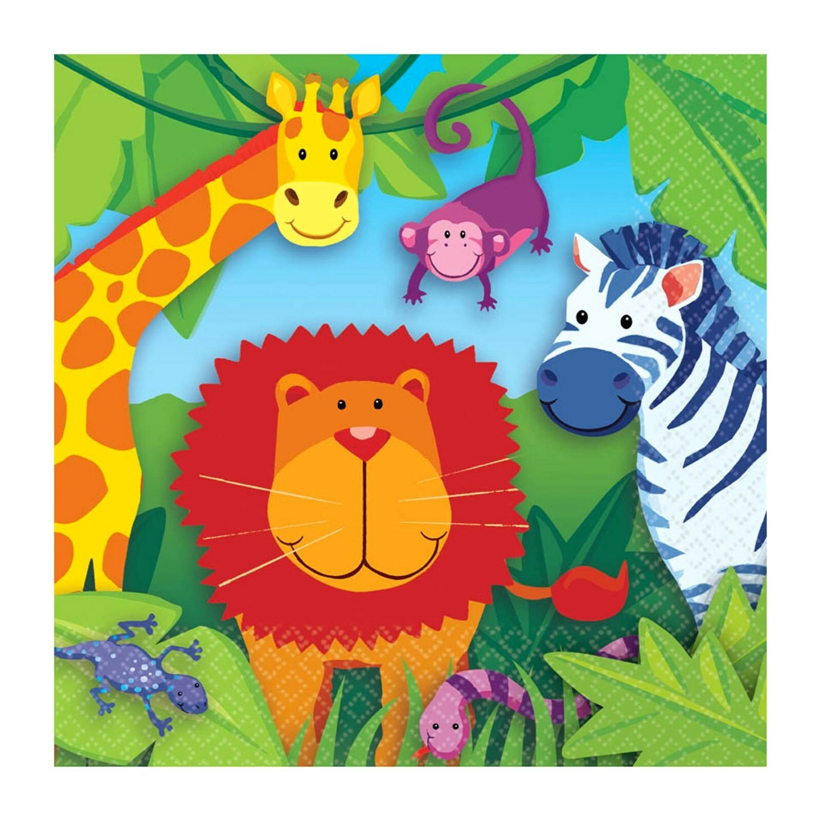 Jungle Animals Small Napkins / Serviettes (Pack of 16)
