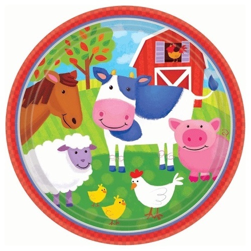 Barnyard Animals Small Paper Plates (Pack of 8)