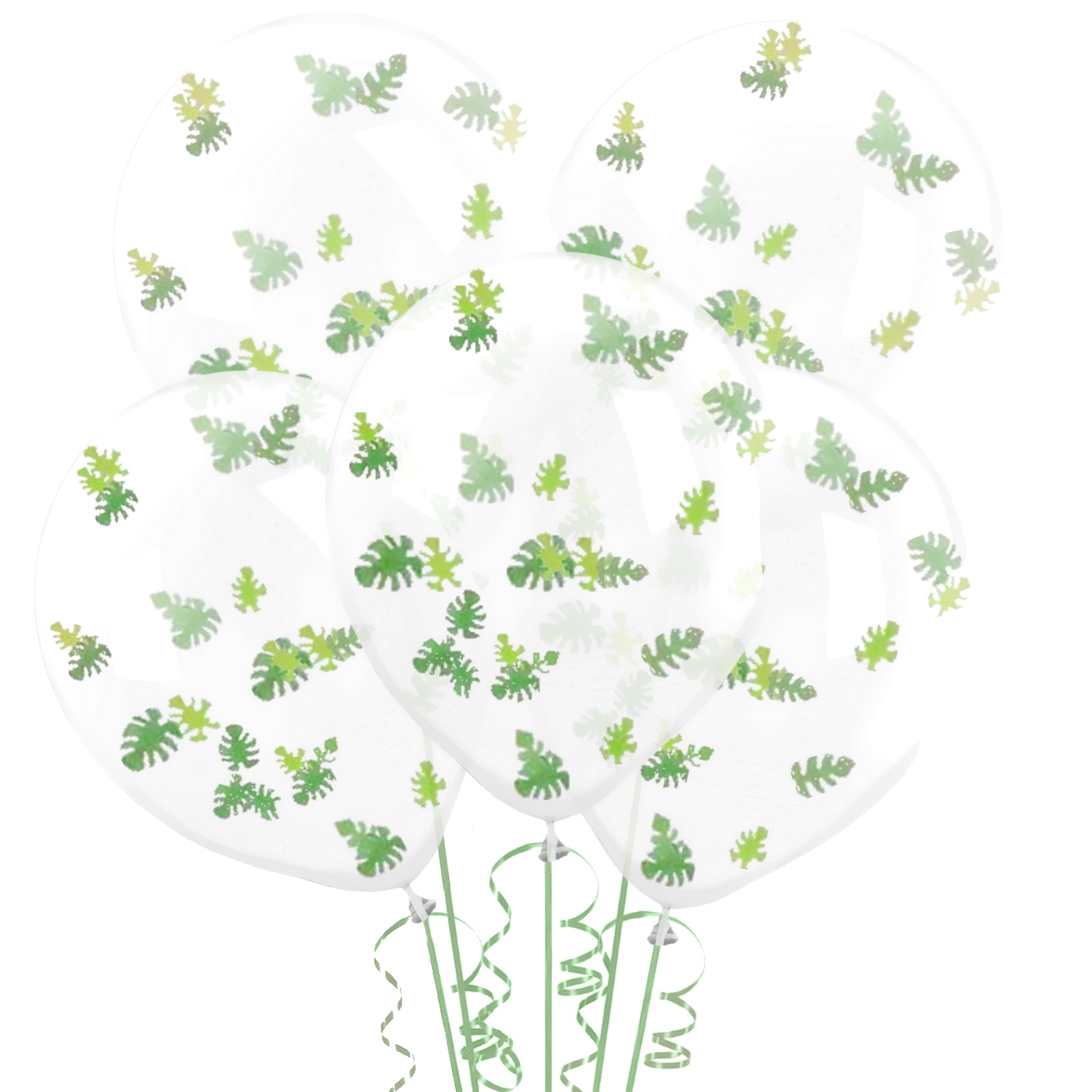 Ginger Ray Wild Jungle Leaf Confetti Balloons (Pack of 5)