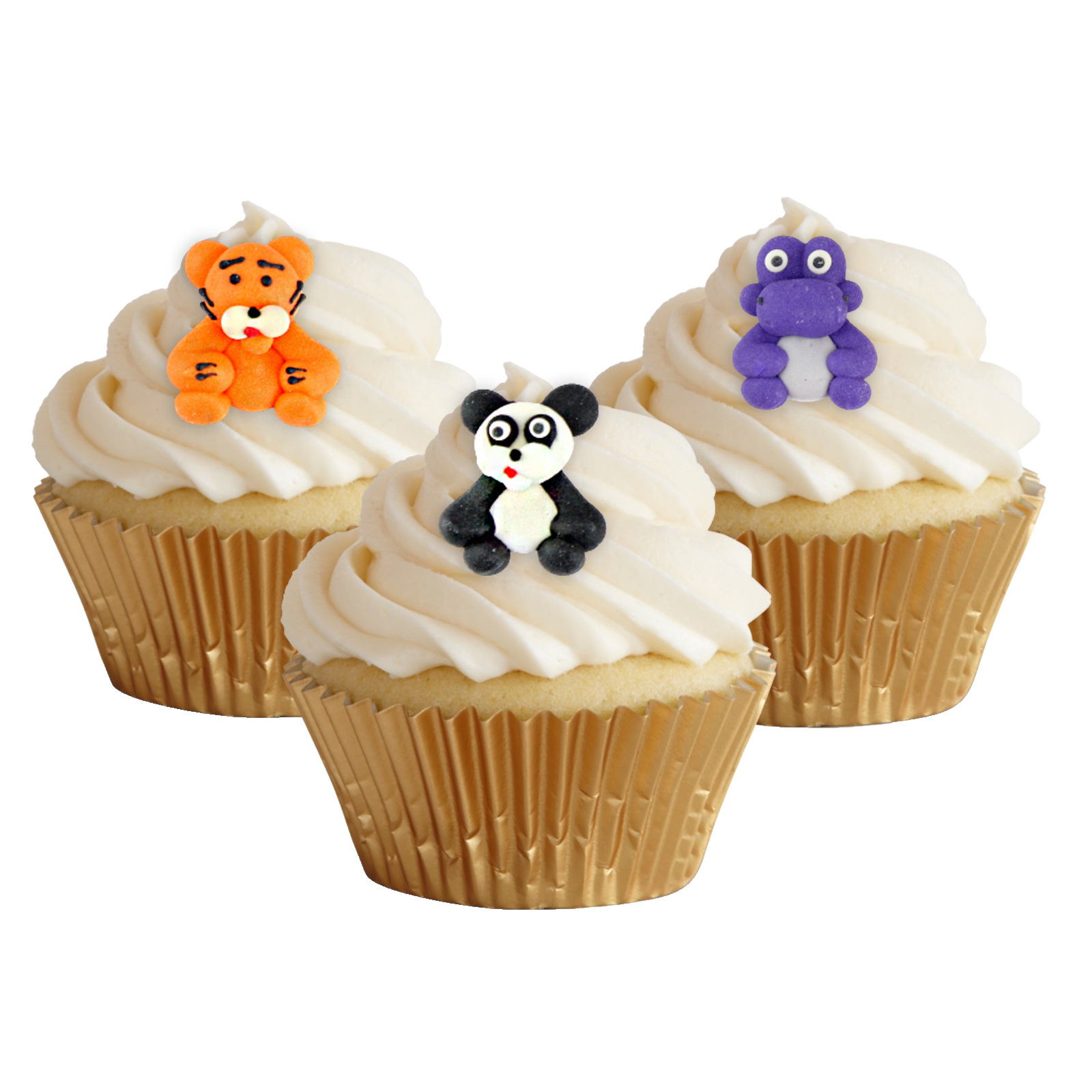 Safari Animals Edible Sugar Cupcake Decorations (Pack of 10)
