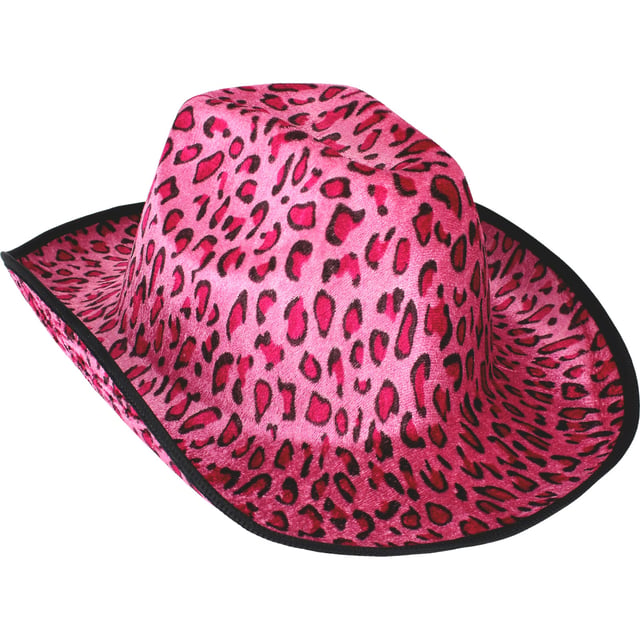 Pink Leopard Print Velour Cowboy Hat - Discount Party Supplies