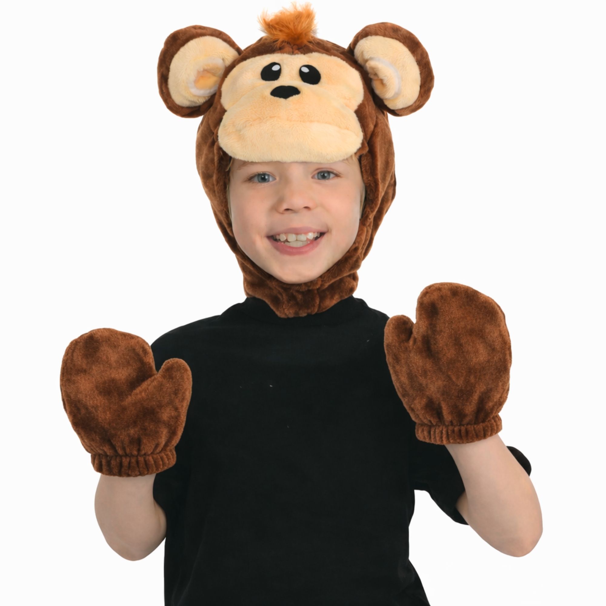 Kids Plush Monkey Hat & Mitts Costume Set