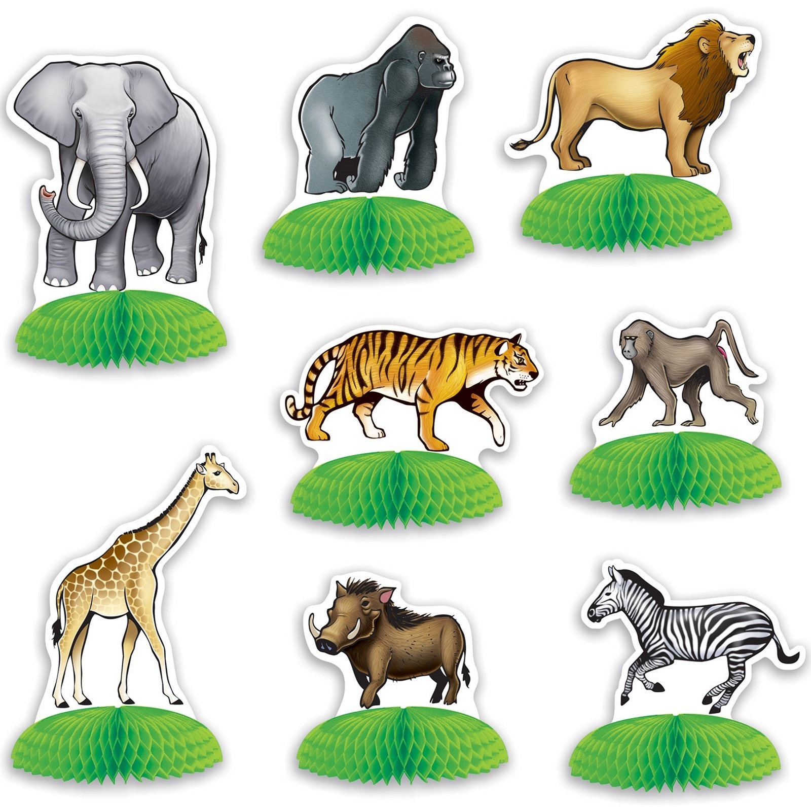 Jungle Safari Animal Mini Honeycomb Centrepieces (Pack of 8) 