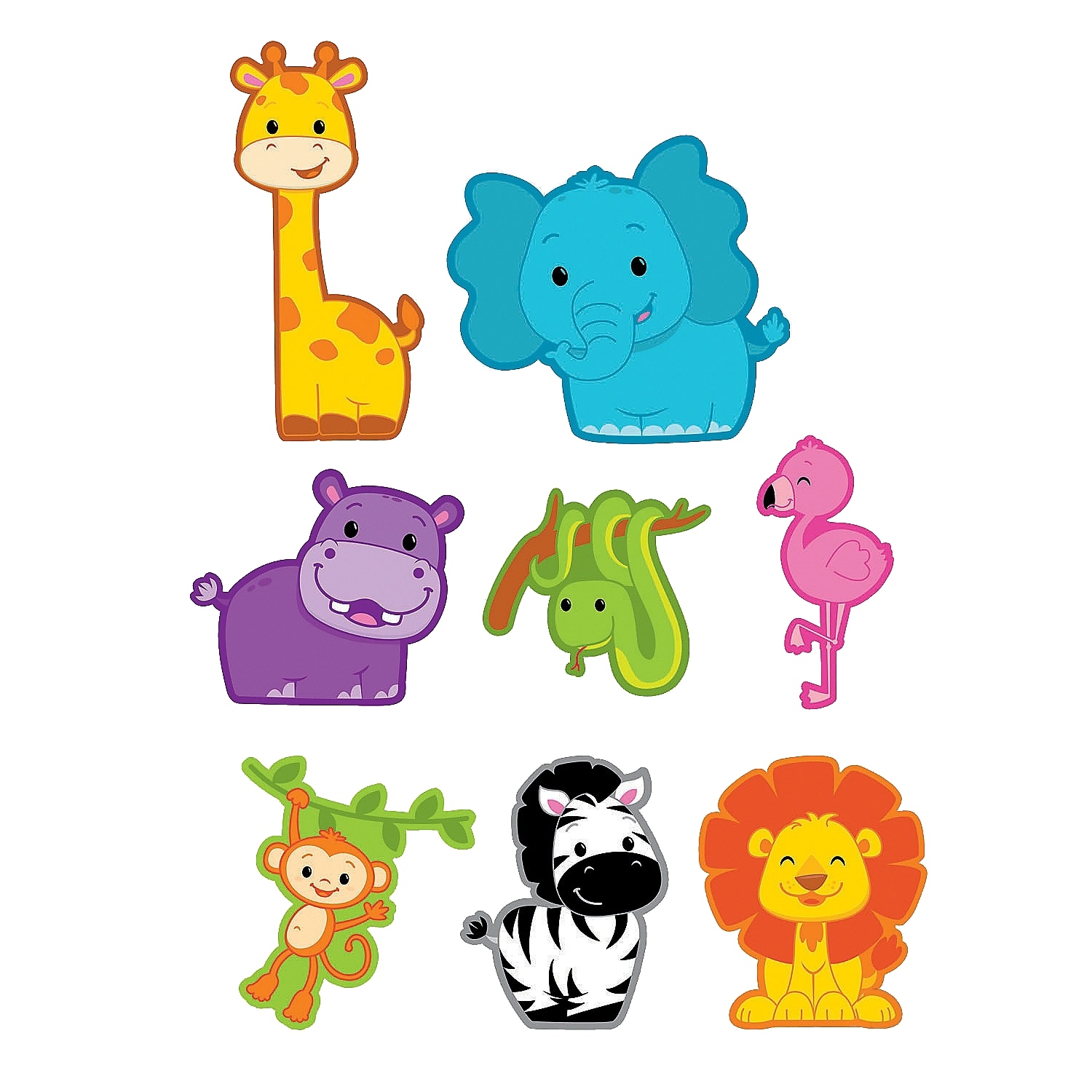 Colourful Jungle Animal Cutouts (Pack of 8)