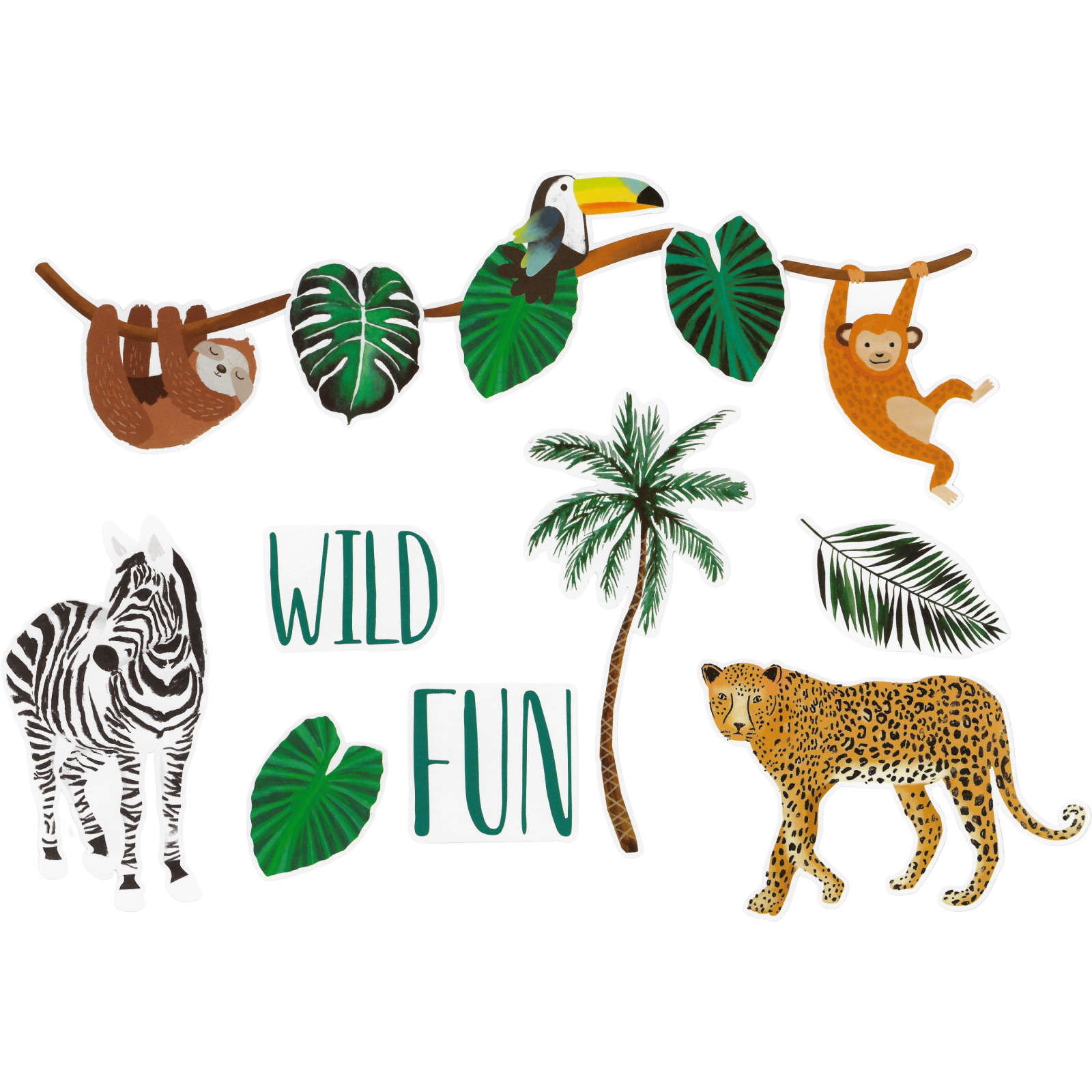 Wild Jungle Cutout Wall Decorations (Pack of 12)