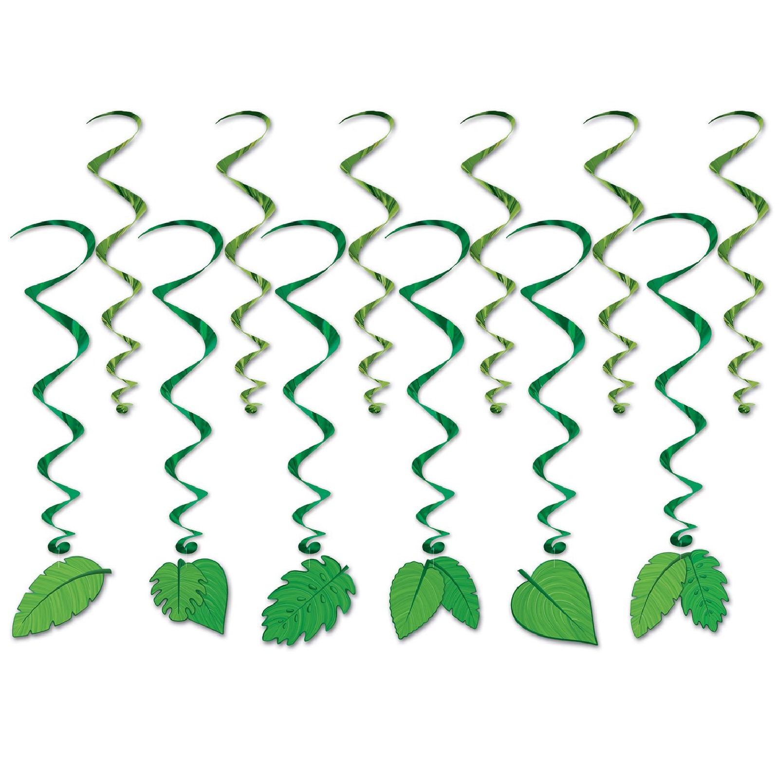 Tropical Leaves Swirl Decorations (Pack of 12)