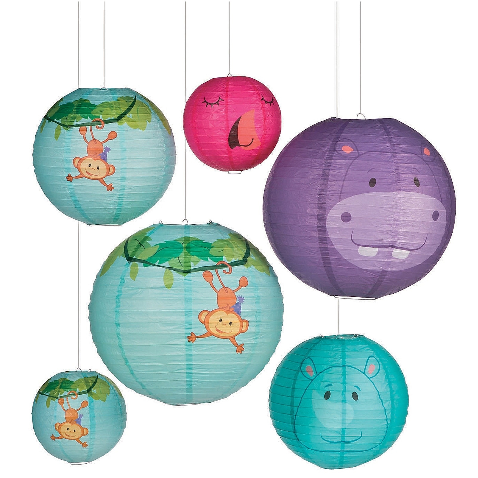 Zoo Animals Paper Lanterns (Pack of 6)