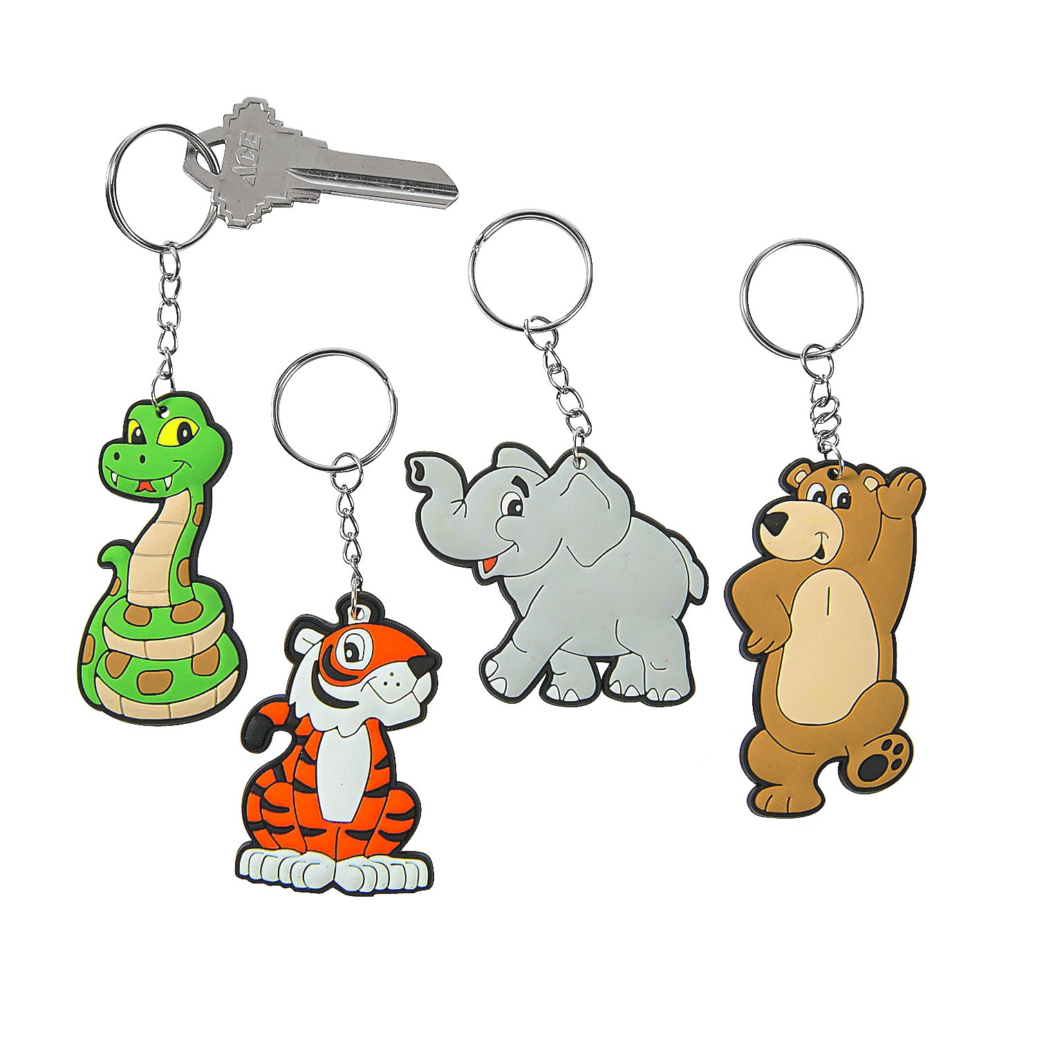 Jungle Animal Keyrings (Pack of 12) - Discount Party Supplies