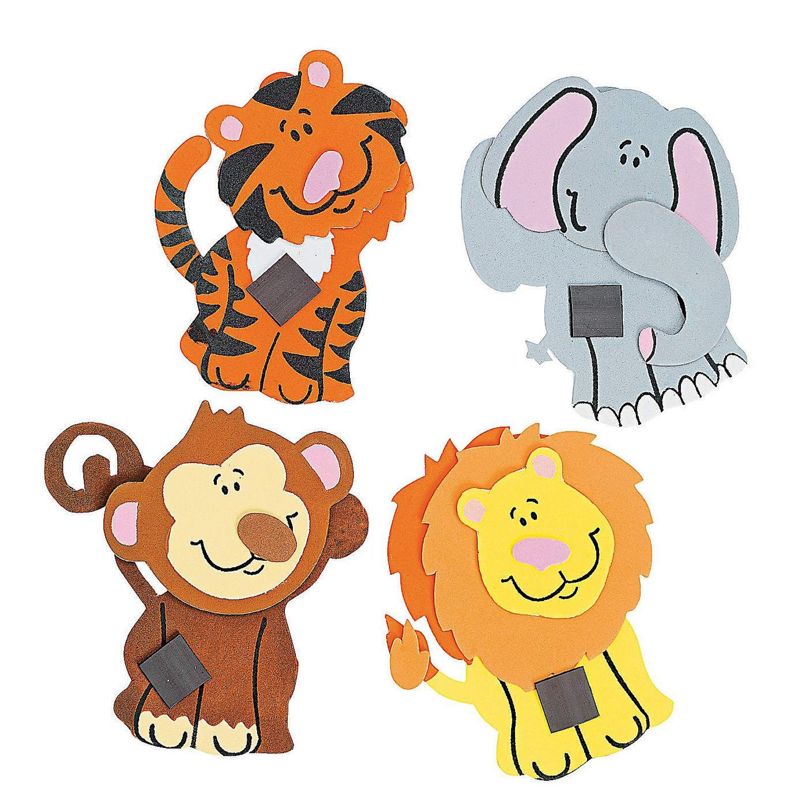 Foam Zoo Animals Magnet Craft Kits (Pack of 12) | Jungle Animals | Boys