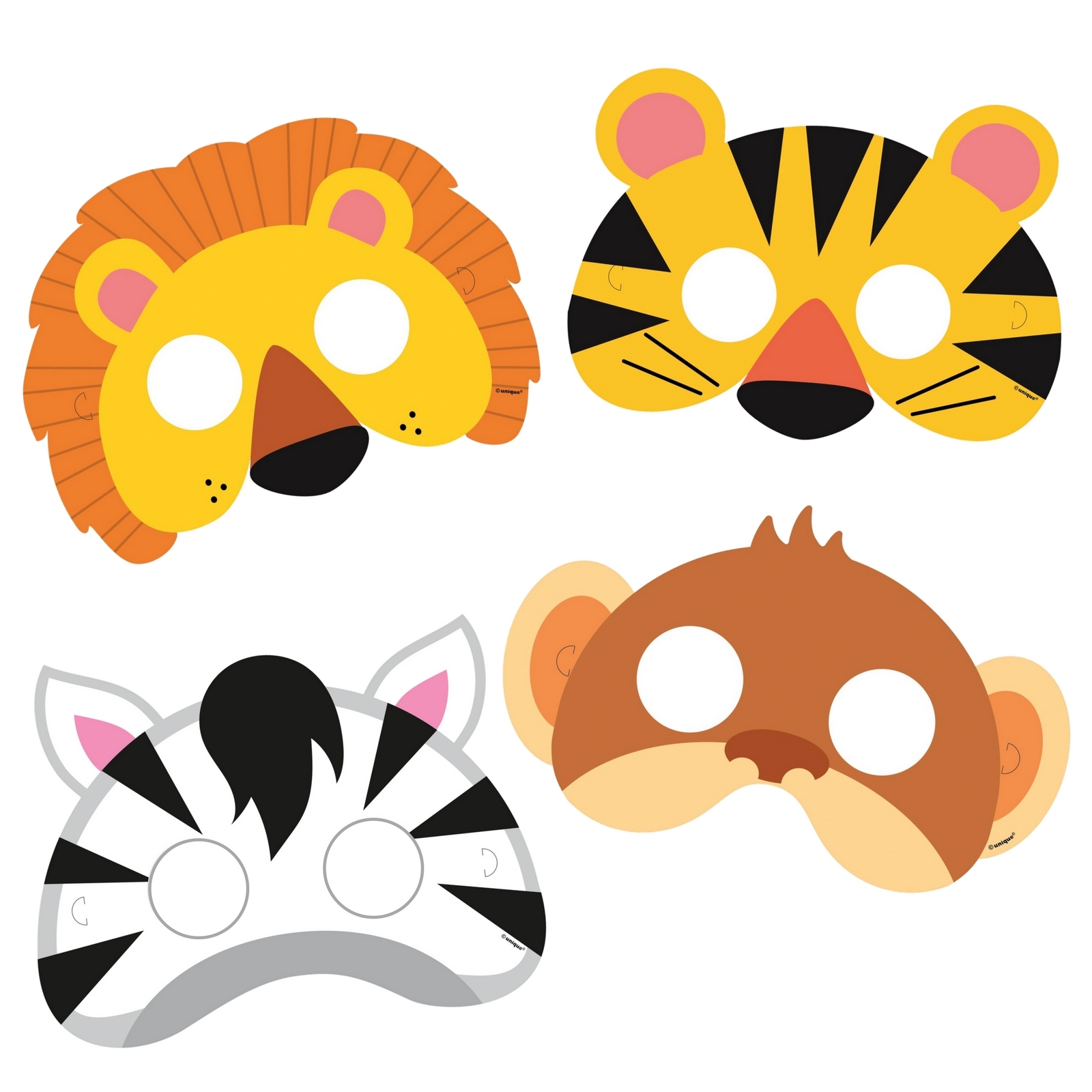 Animal Jungle Masks (Pack of 8)