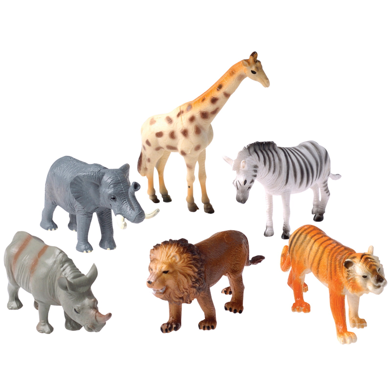 Wild Jungle Animals Plastic Toys (Pack of 12)