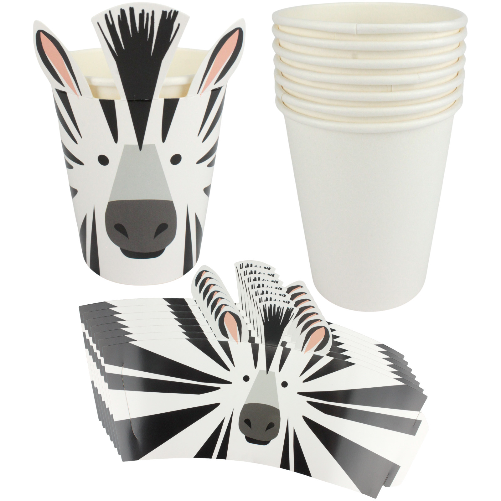 Talking Tables Party Animal Zebra Wrap Cups (Pack of 8) 