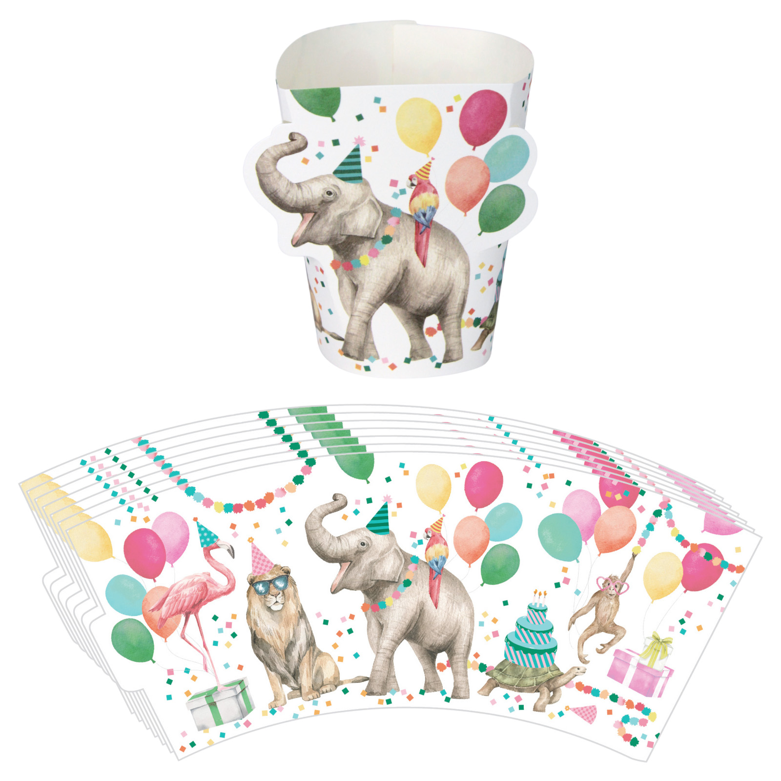 Wild Party Animals Paper Cup Sleeves (Pack of 8) 
