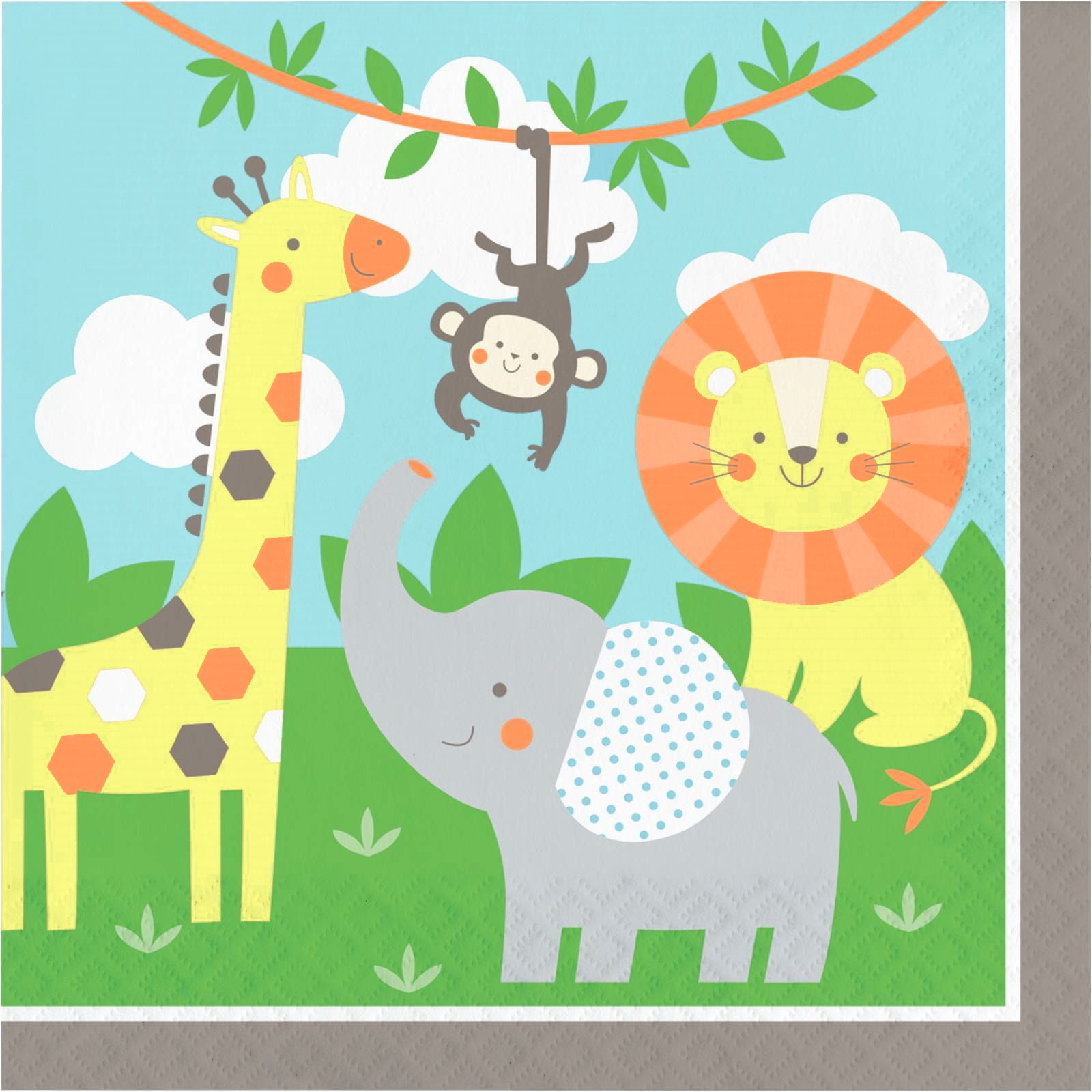 Pastel Jungle Animals Large Paper Napkins / Serviettes (Pack of 16)