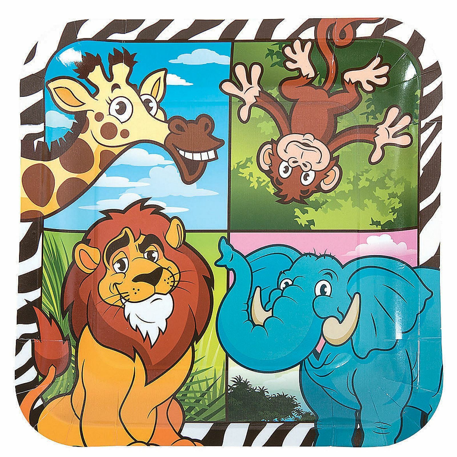 Zoo Adventure Large Paper Plates (Pack of 8)